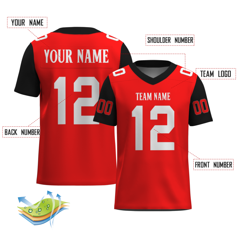 Custom Red Black White Fashion Outdoor Authentic Football Jersey