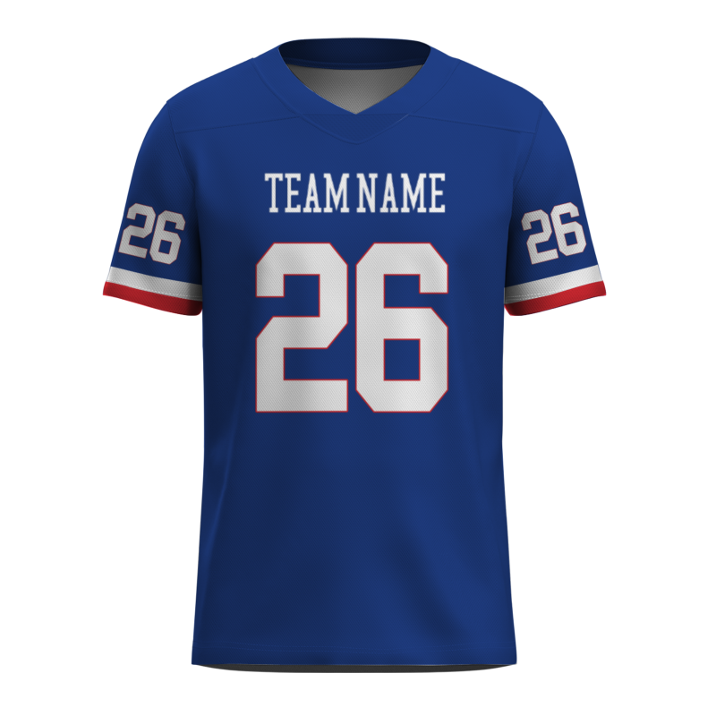 Custom Blue White-Cherry Red Classic Style Mesh Authentic Football Jersey