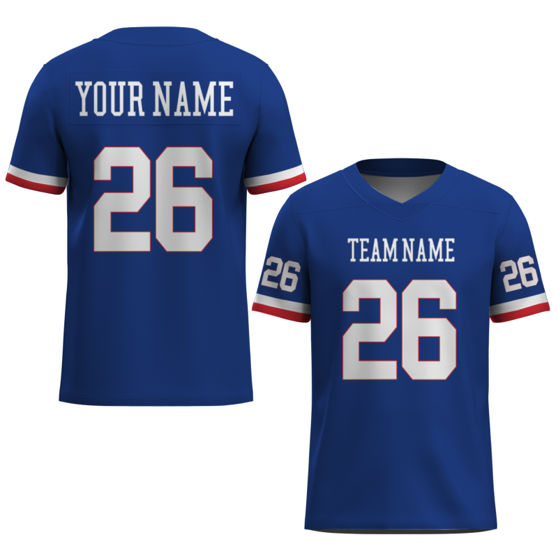 Custom Blue White-Cherry Red Classic Style Mesh Authentic Football Jersey