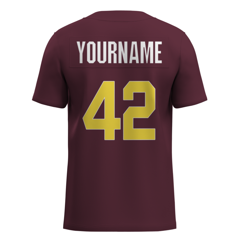 Custom Wine Red Yellow-White Classic Style Mesh Authentic Football Jersey