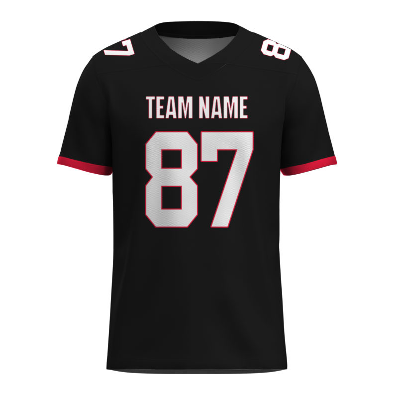 Custom Black White-Cherry Red Classic Style Mesh Authentic Football Jersey