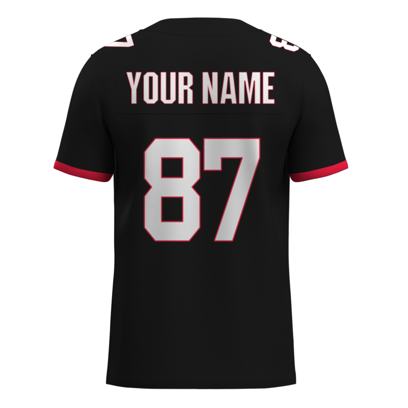 Custom Black White-Cherry Red Classic Style Mesh Authentic Football Jersey