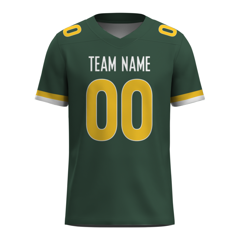 Custom Pine Green Yellow-White Classic Style Mesh Authentic Football Jersey