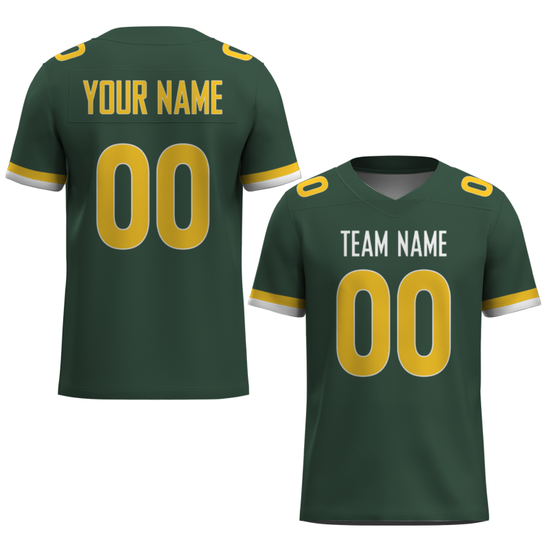 Custom Pine Green Yellow-White Classic Style Mesh Authentic Football Jersey