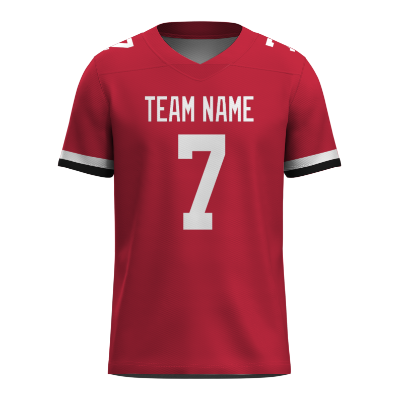 Custom Red White Classic Style Mesh Authentic Football Jersey