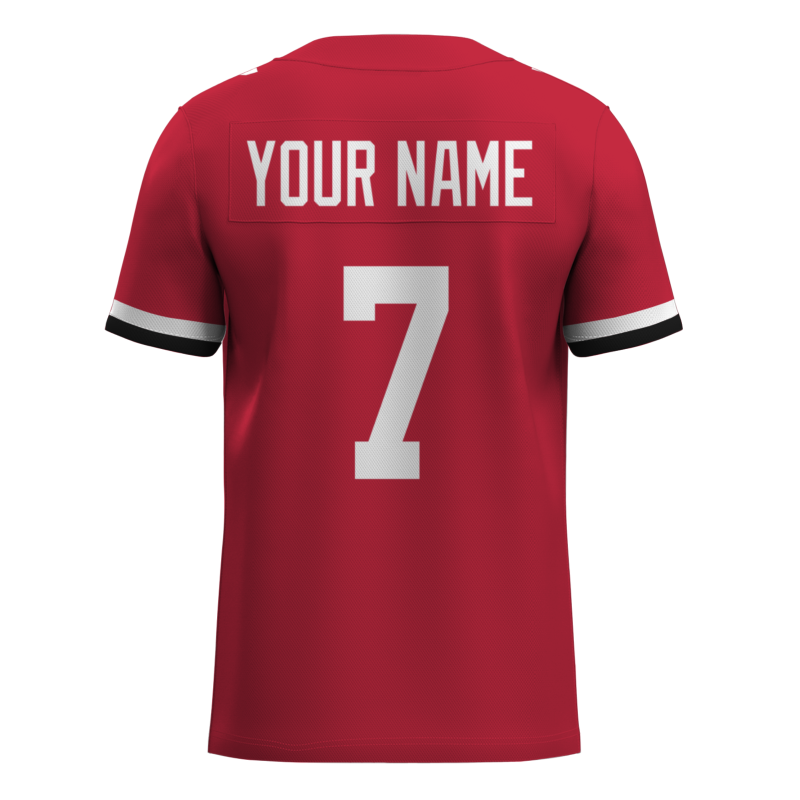 Custom Red White Classic Style Mesh Authentic Football Jersey