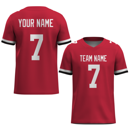 Custom Red White Classic Style Mesh Authentic Football Jersey