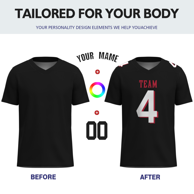 Custom Black White-Red Classic Style Mesh Authentic Football Jersey