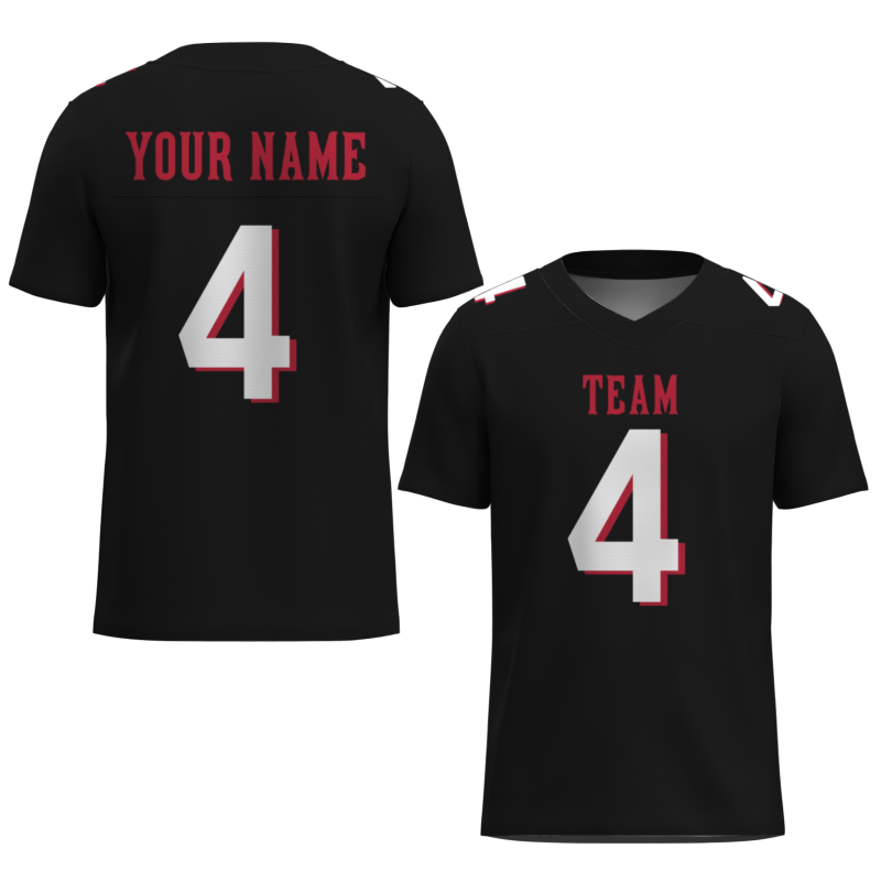 Custom Black White-Red Classic Style Mesh Authentic Football Jersey