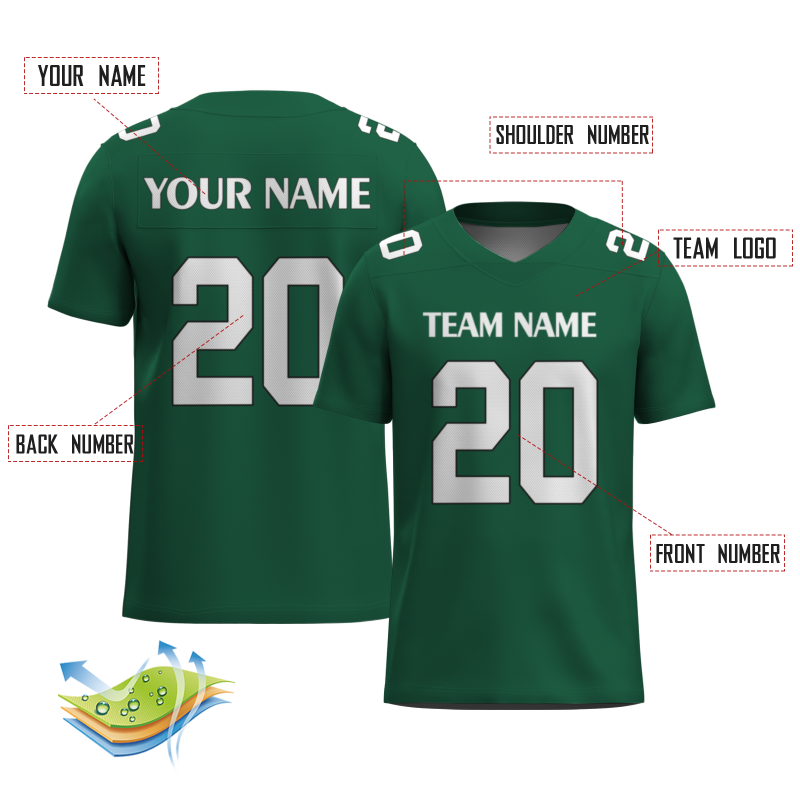 Custom Moss Green White-Black Classic Style Mesh Authentic Football Jersey