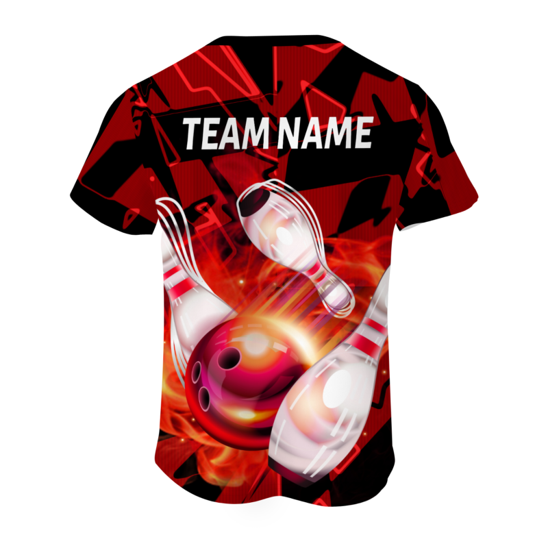 Custom Red White 3D Pattern Design Pulse Bowling Performance T-Shirt