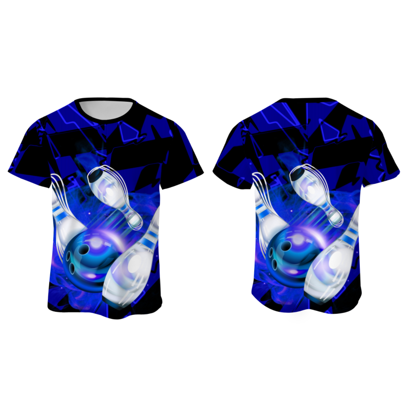 Custom  Bluish Violet White 3D Pattern Design Pulse Bowling Performance T-Shirt