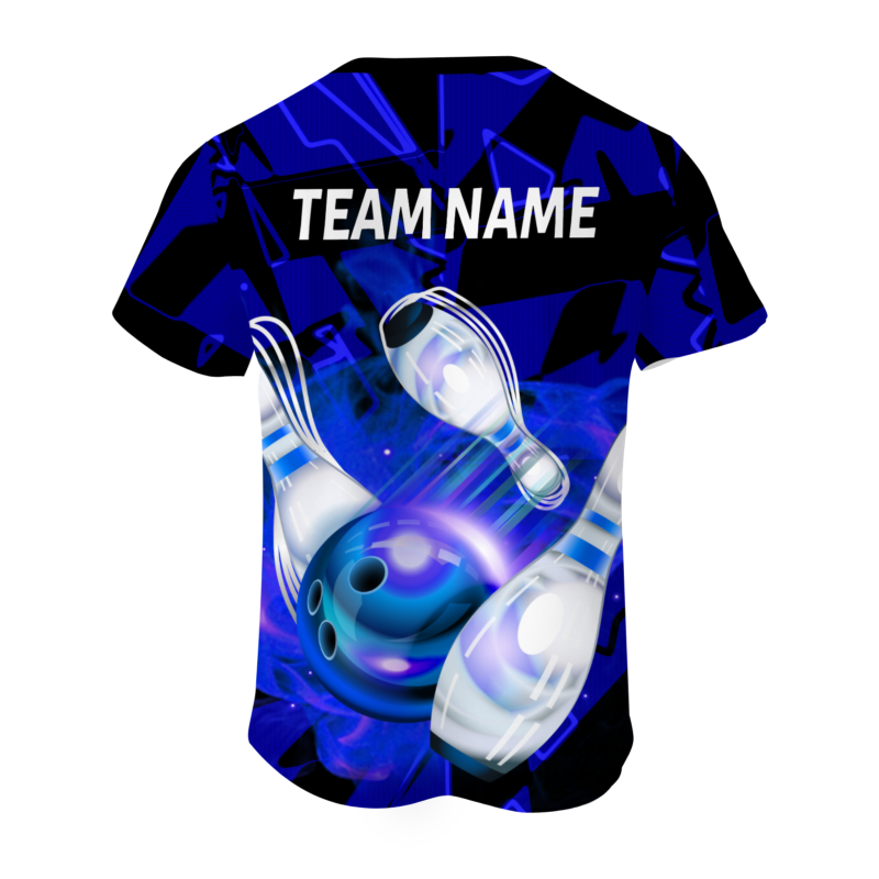 Custom  Bluish Violet White 3D Pattern Design Pulse Bowling Performance T-Shirt