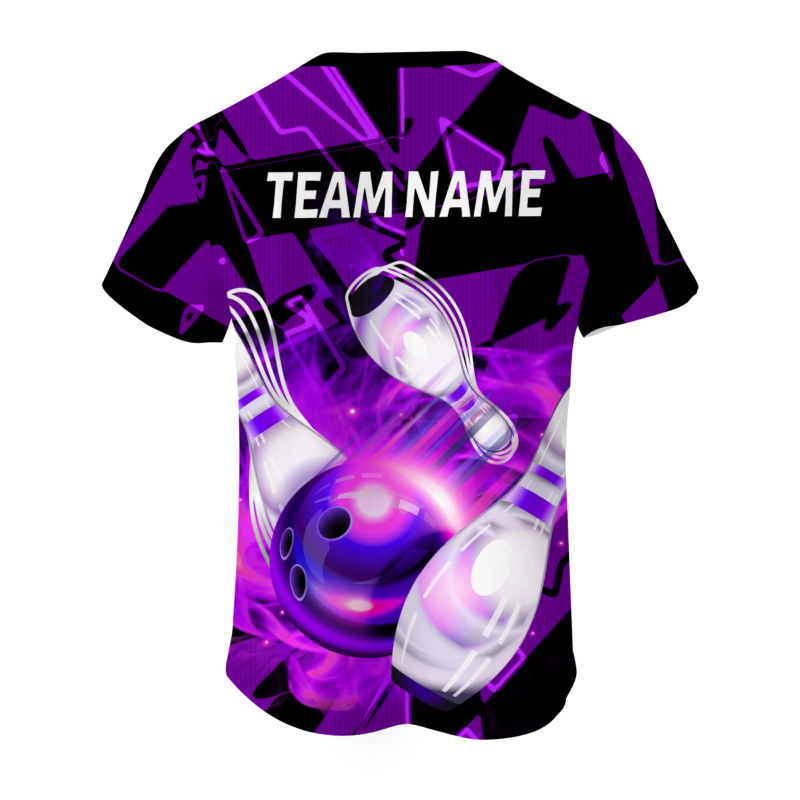 Custom Purple White  3D Pattern Design Pulse Bowling Performance T-Shirt