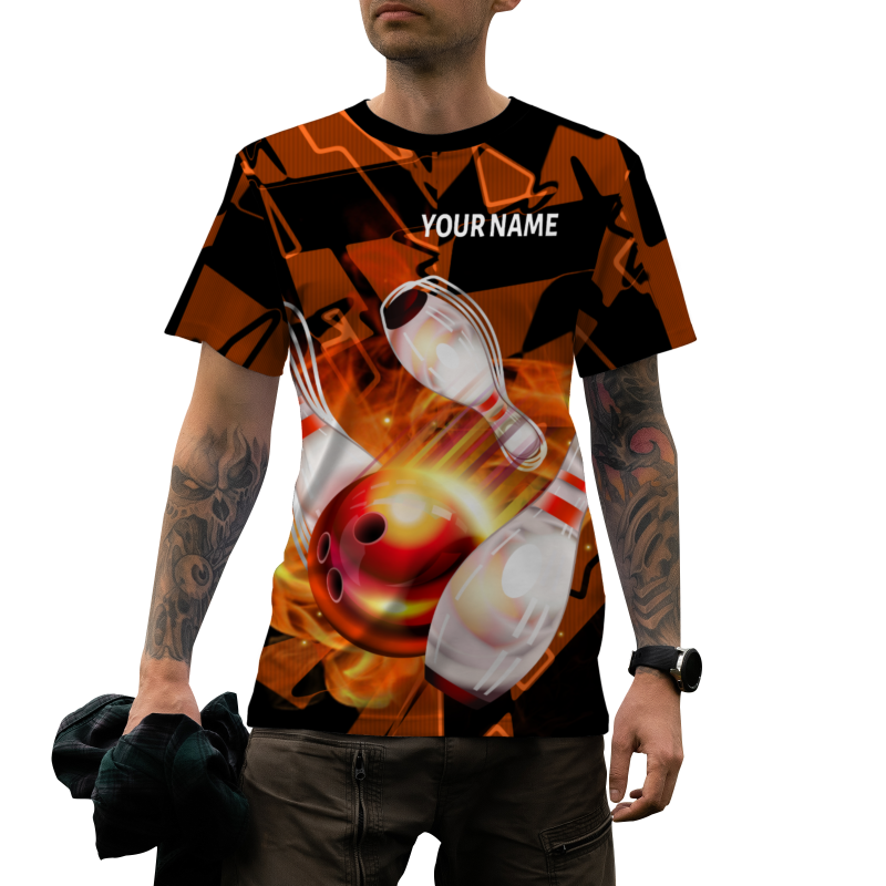 Custom Auburn White 3D Pattern Design Pulse Bowling Performance T-Shirt