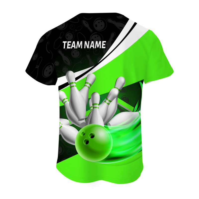 Custom Black Green White Bowling Ball 3D Performance T-Shirt