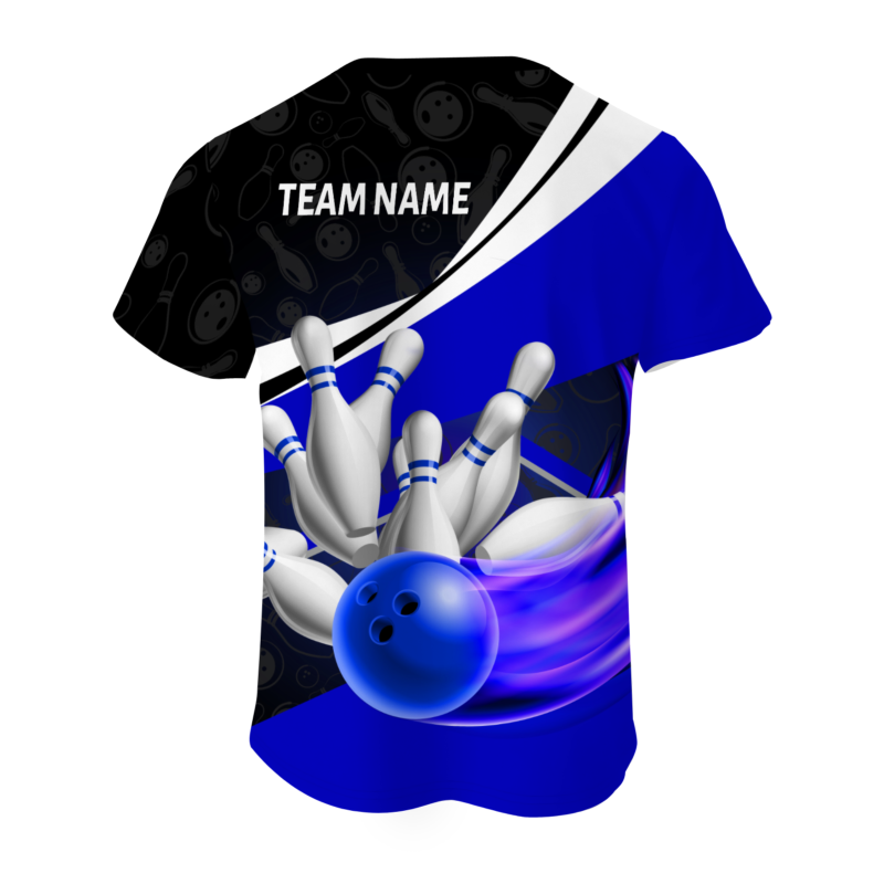 Custom Black Purple White Bowling Ball 3D Performance T-Shirt