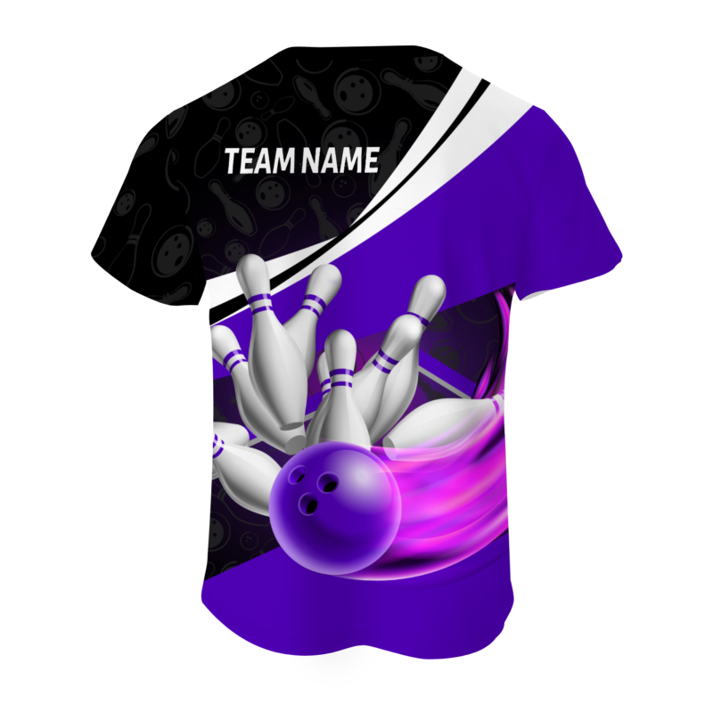 Custom Black Purple White Bowling Ball 3D Performance T-Shirt