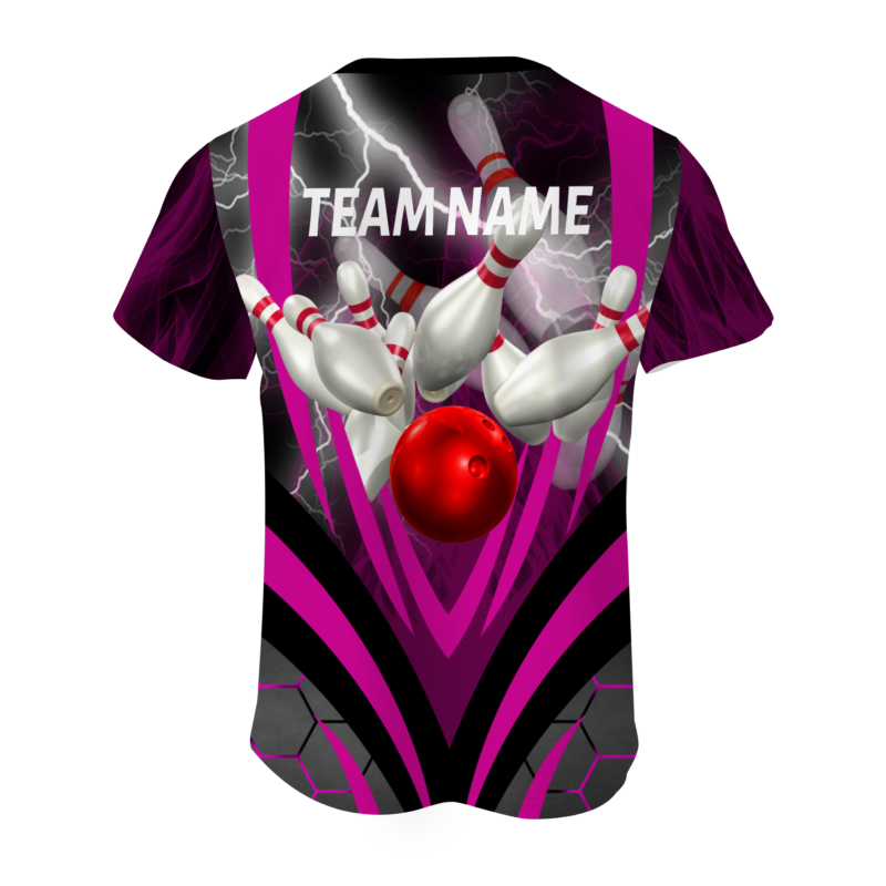 Custom Black Rose Red  White Lightning Bowling Ball 3D Performance T-Shirt