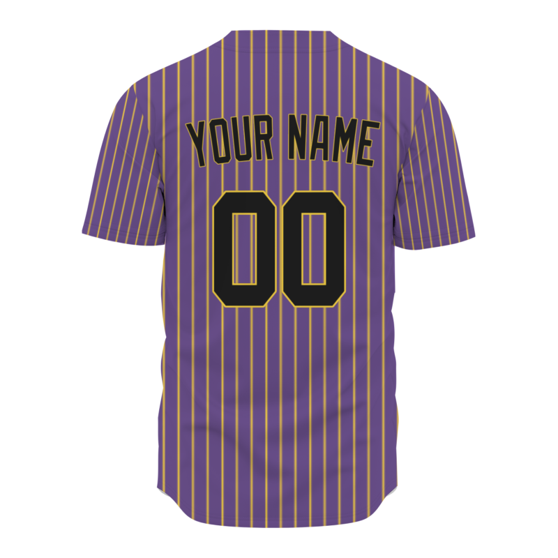 Custom Dark Purple Black-Yellow Stripe Fashion Authentic Baseball Jersey