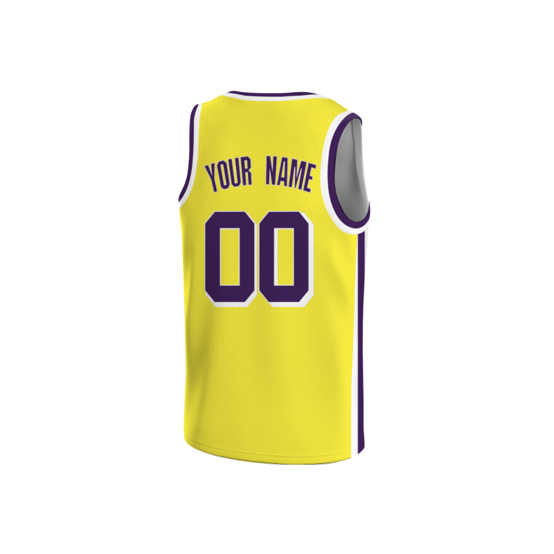 Custom Yellow Dark Purple-White Double Side Tops Basketball Jersey