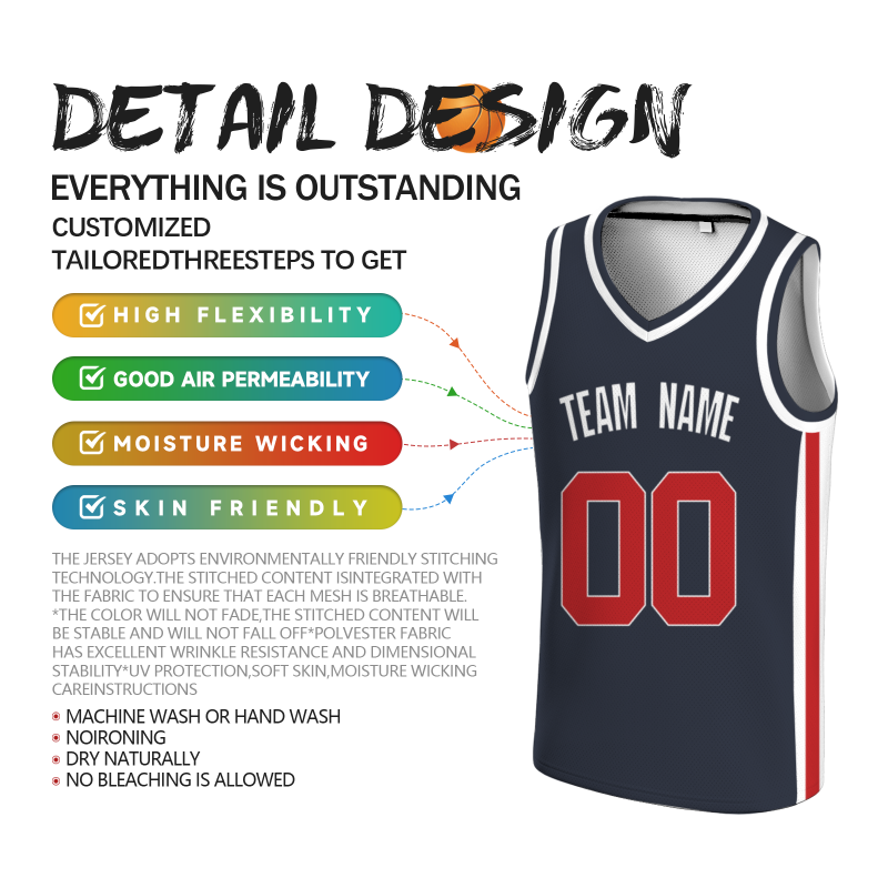 Custom Black Red-White Double Side Tops Basketball Jersey