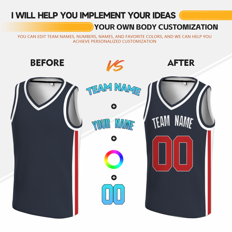 Custom Black Red-White Double Side Tops Basketball Jersey