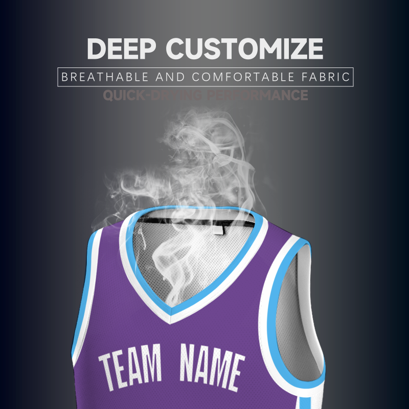 Custom Purple White Double Side Tops Basketball Jersey