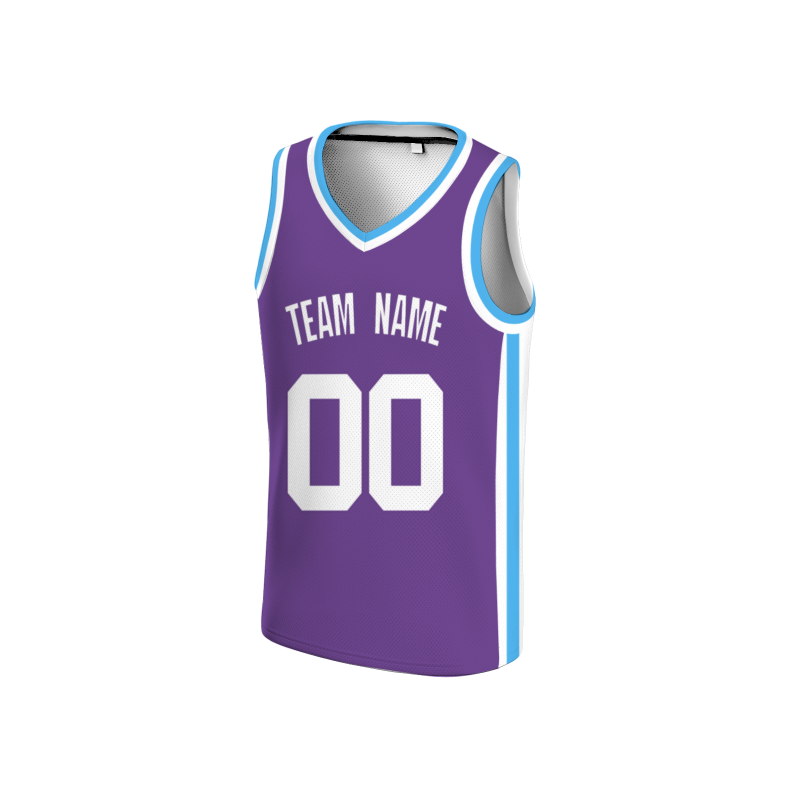 Custom Purple White Double Side Tops Basketball Jersey