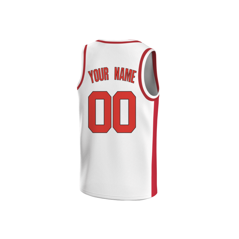 Custom White Red-Black Double Side Tops Basketball Jersey