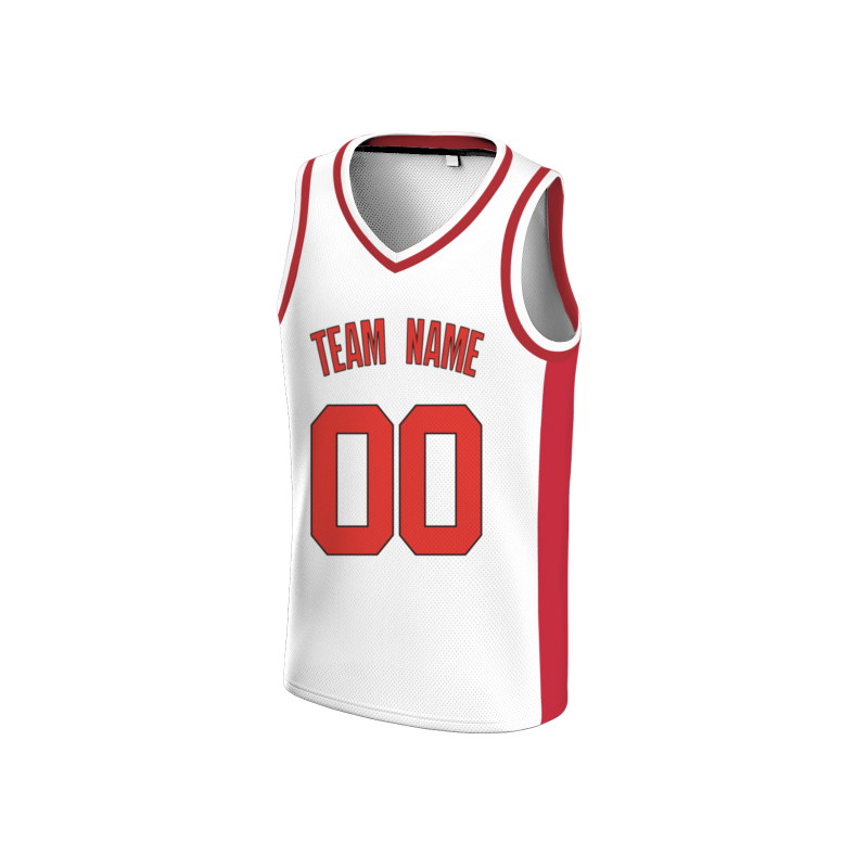 Custom White Red-Black Double Side Tops Basketball Jersey