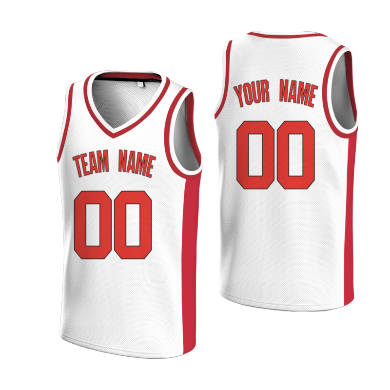 Custom White Red-Black Double Side Tops Basketball Jersey