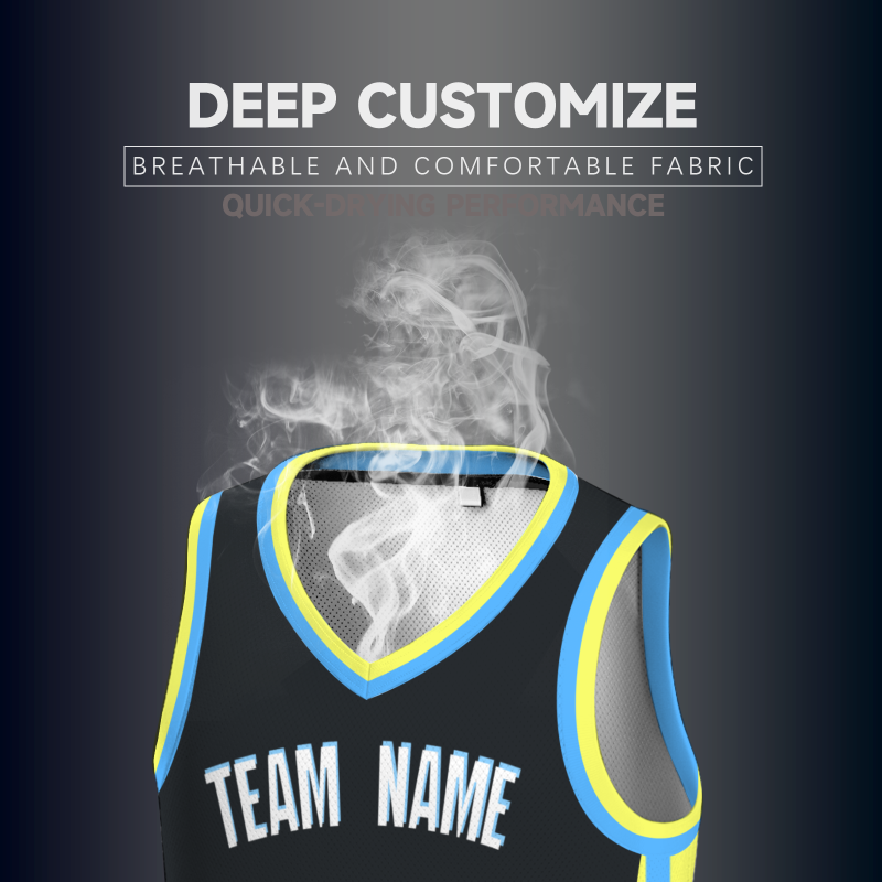 Custom Black White-Blue Double Side Tops Basketball Jersey