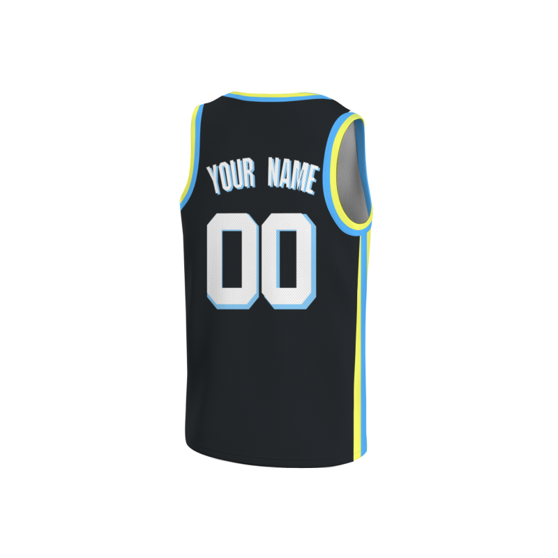 Custom Black White-Blue Double Side Tops Basketball Jersey