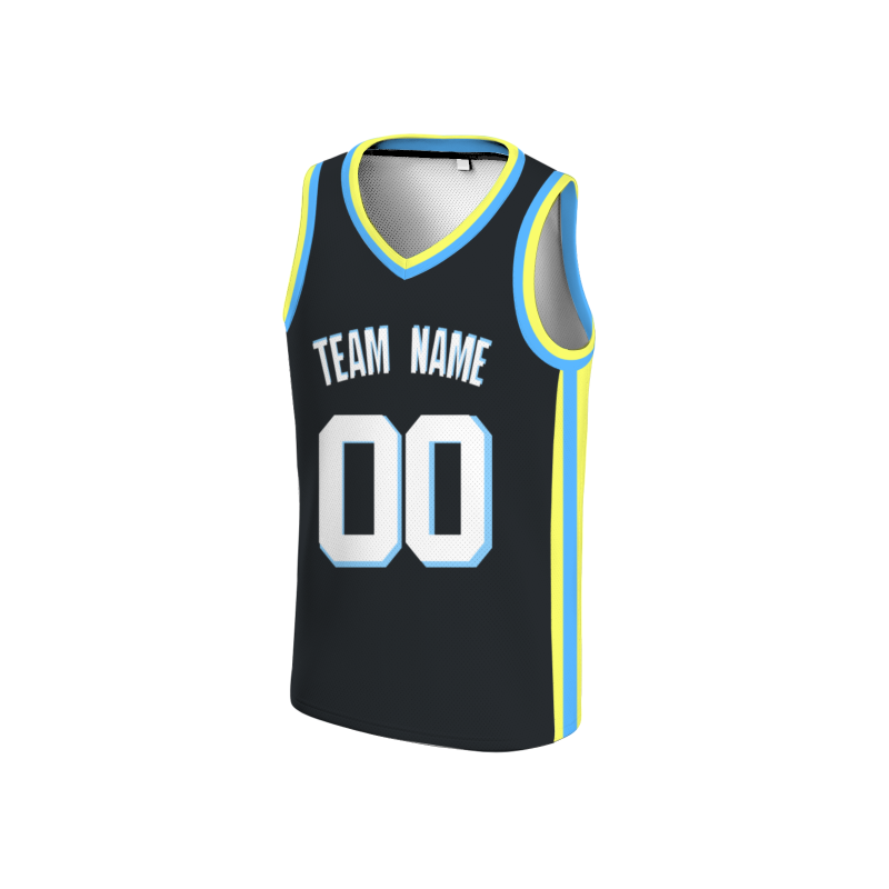 Custom Black White-Blue Double Side Tops Basketball Jersey