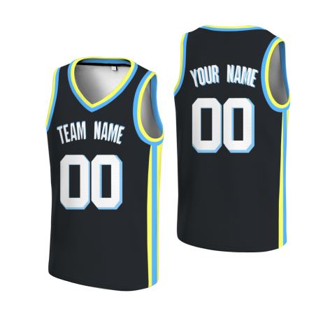 Custom Black White-Blue Double Side Tops Basketball Jersey