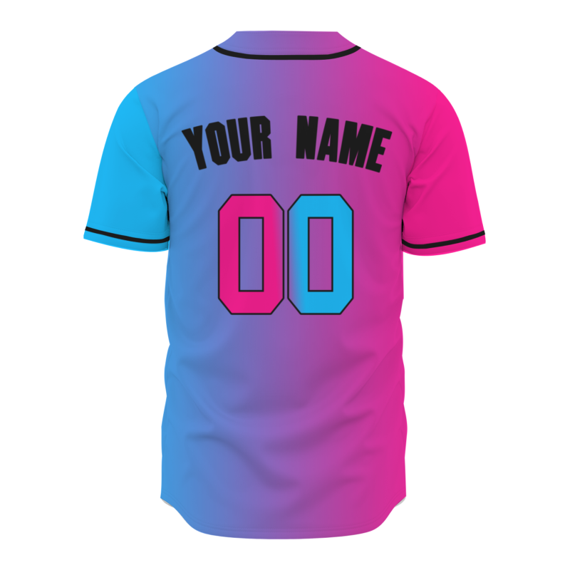 Custom Pink Blue Black Gradient Fashion Authentic Baseball Jersey