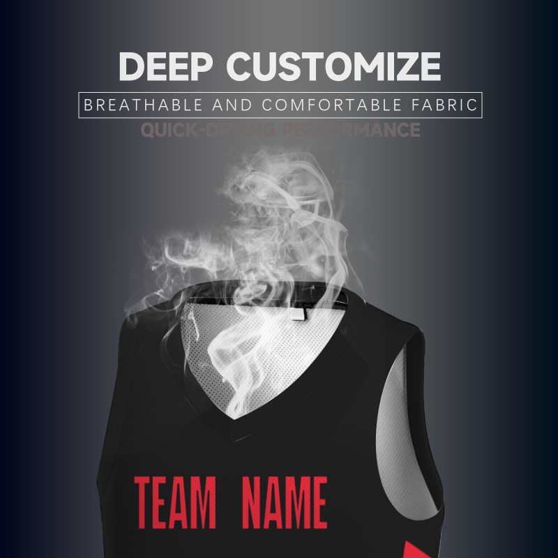 Custom Black Red-Black Double Side Tops Athletic Basketball Jersey