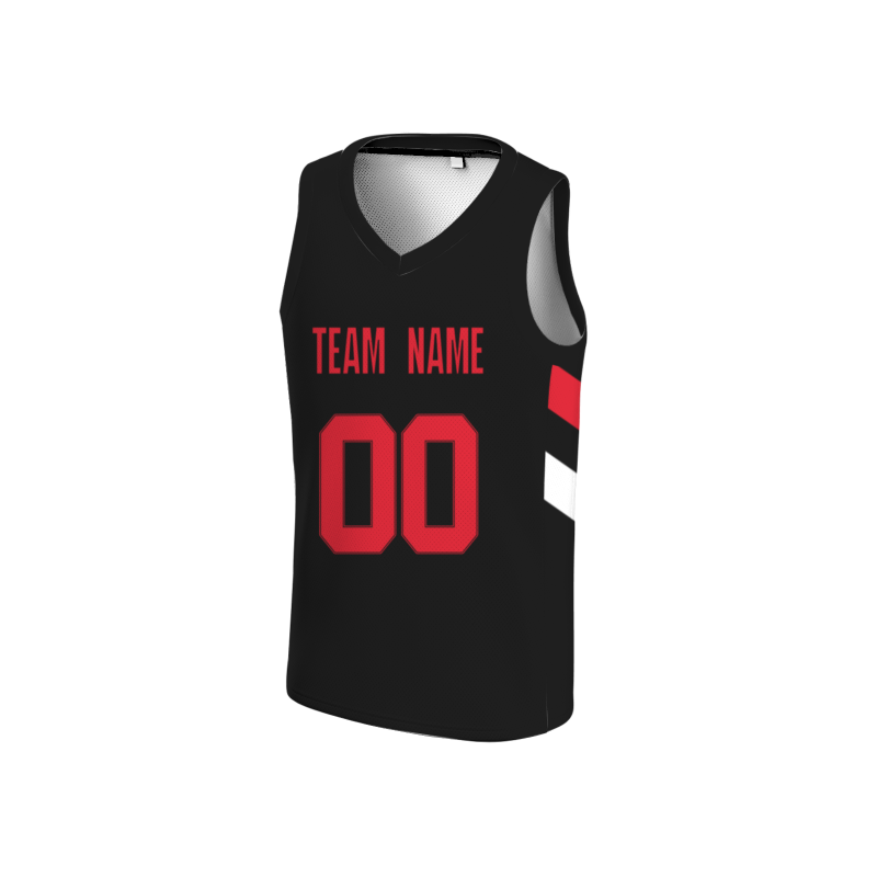 Custom Black Red-Black Double Side Tops Athletic Basketball Jersey