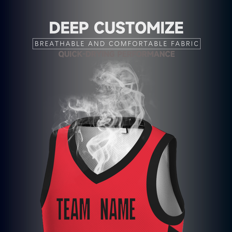 Custom Red Black-Black Double Side Tops Athletic Basketball Jersey