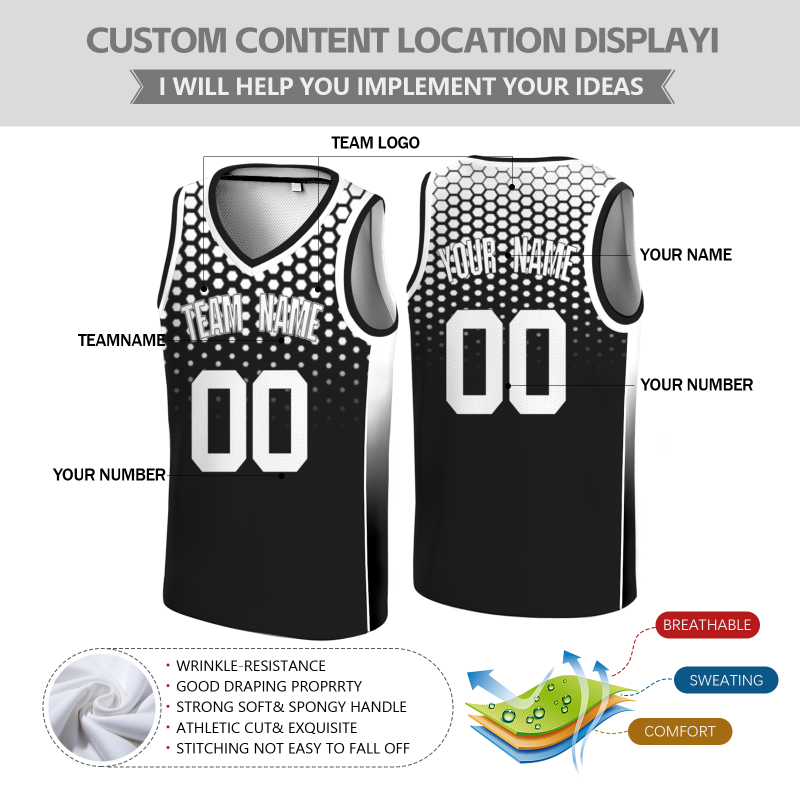 Custom Black White-Black V-Neck Authentic Basketball Jersey