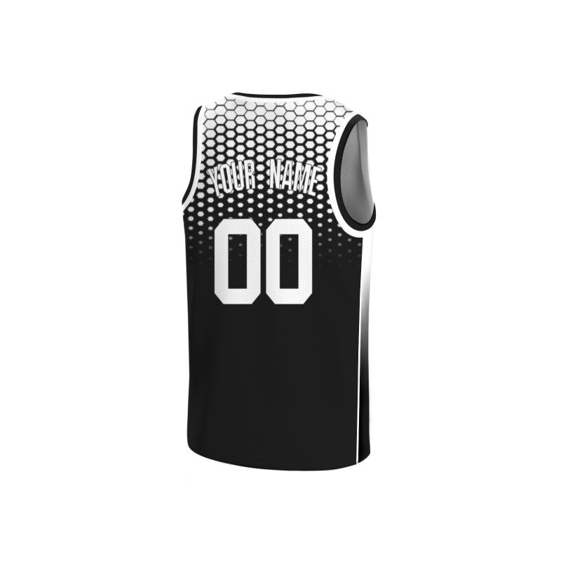 Custom Black White-Black V-Neck Authentic Basketball Jersey