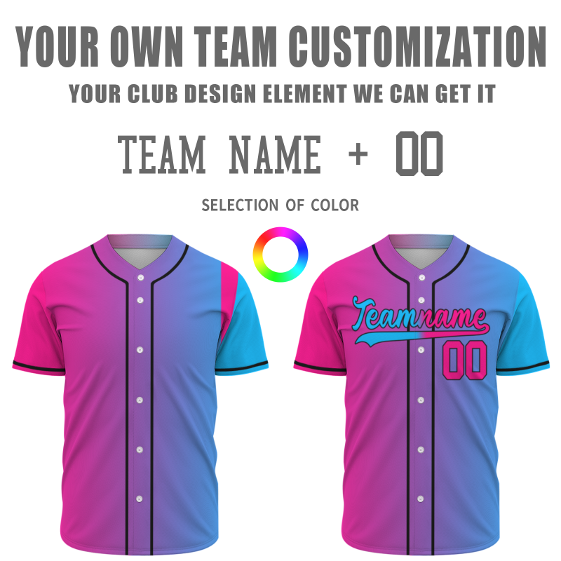 Custom Pink Blue Black Gradient Fashion Authentic Baseball Jersey