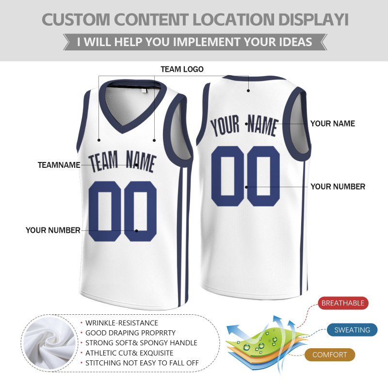 Custom White Dark Purple Double Side Tops Basketball Jersey