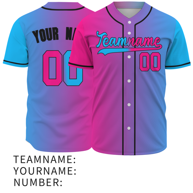 Custom Pink Blue Black Gradient Fashion Authentic Baseball Jersey