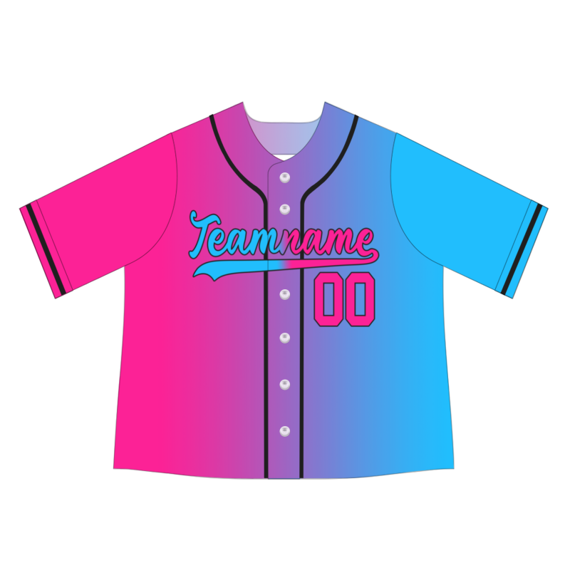 Custom Pink Blue Black Gradient Fashion Authentic Baseball Jersey