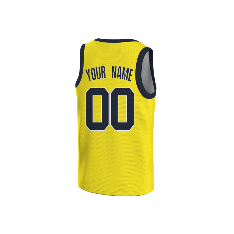 Custom Yellow Black White  V-Neck Basketball Jersey