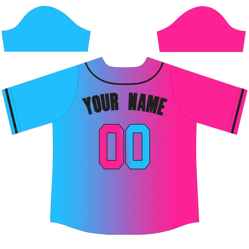 Custom Pink Blue Black Gradient Fashion Authentic Baseball Jersey