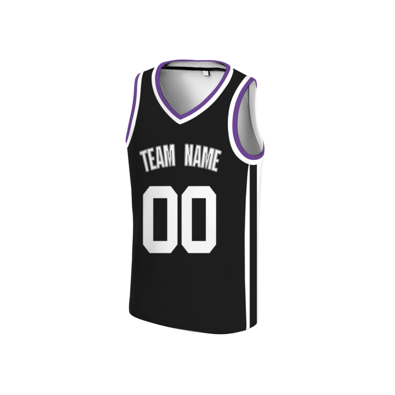 Custom Black White-Black Double Side Tops Basketball Jersey