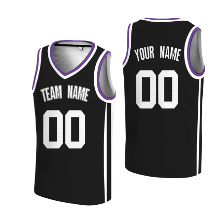 Custom Black White-Black Double Side Tops Basketball Jersey